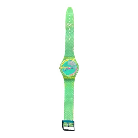 Vintage Swatch Men’s Honor Ride Green and Yellow Watch 1990 Unisex Y2K